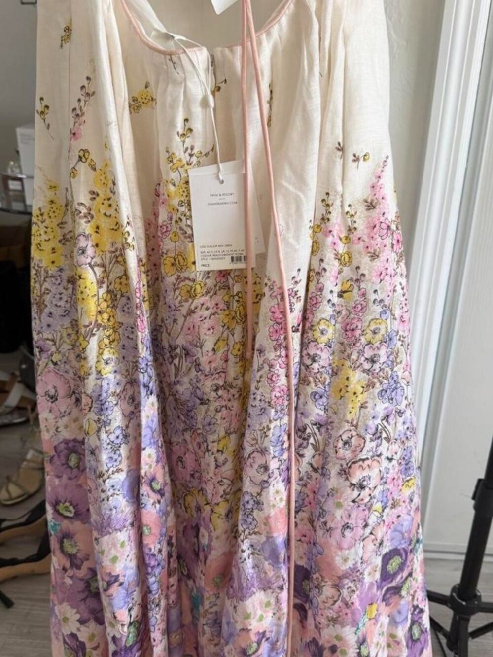 Zimmermann Jude Scallop Midi Dress – NWT – Peach Gradient Floral – AU 2 / US M - Picture 6 of 7